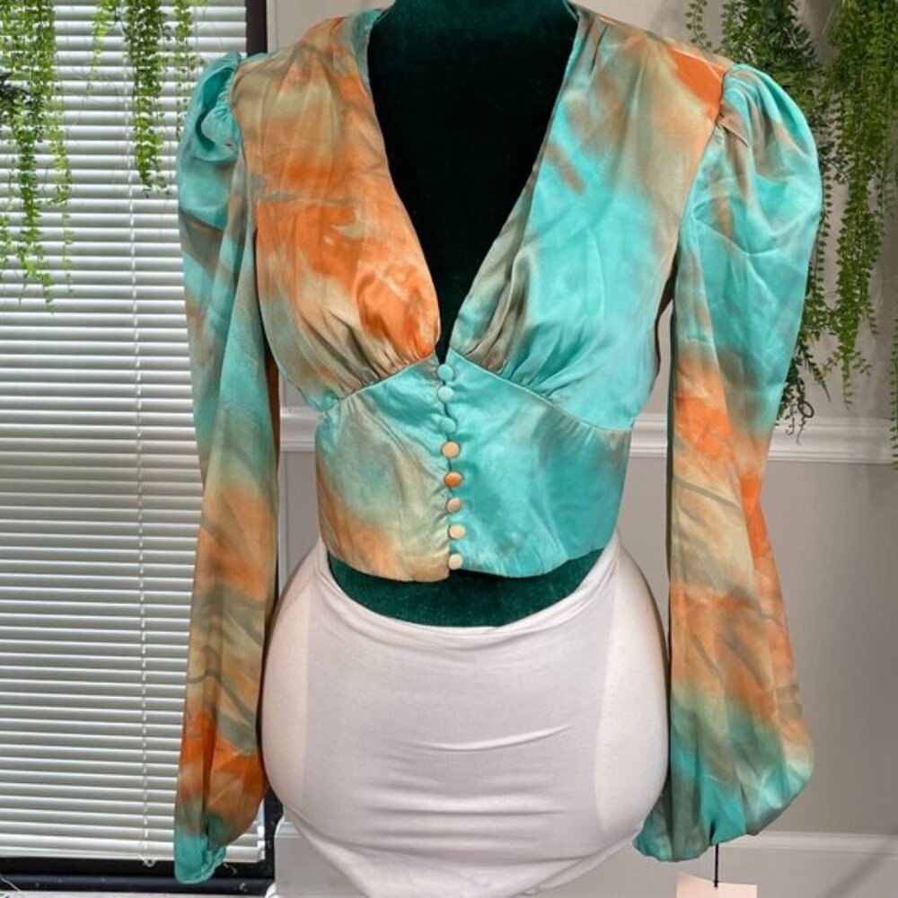 Superdown | Eleen Blouson Top Teal Multi